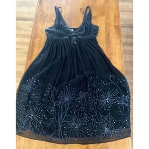 Karen Millen Silk Dress Beaded Cocktail Party Black Sleeveless US 8 EUC